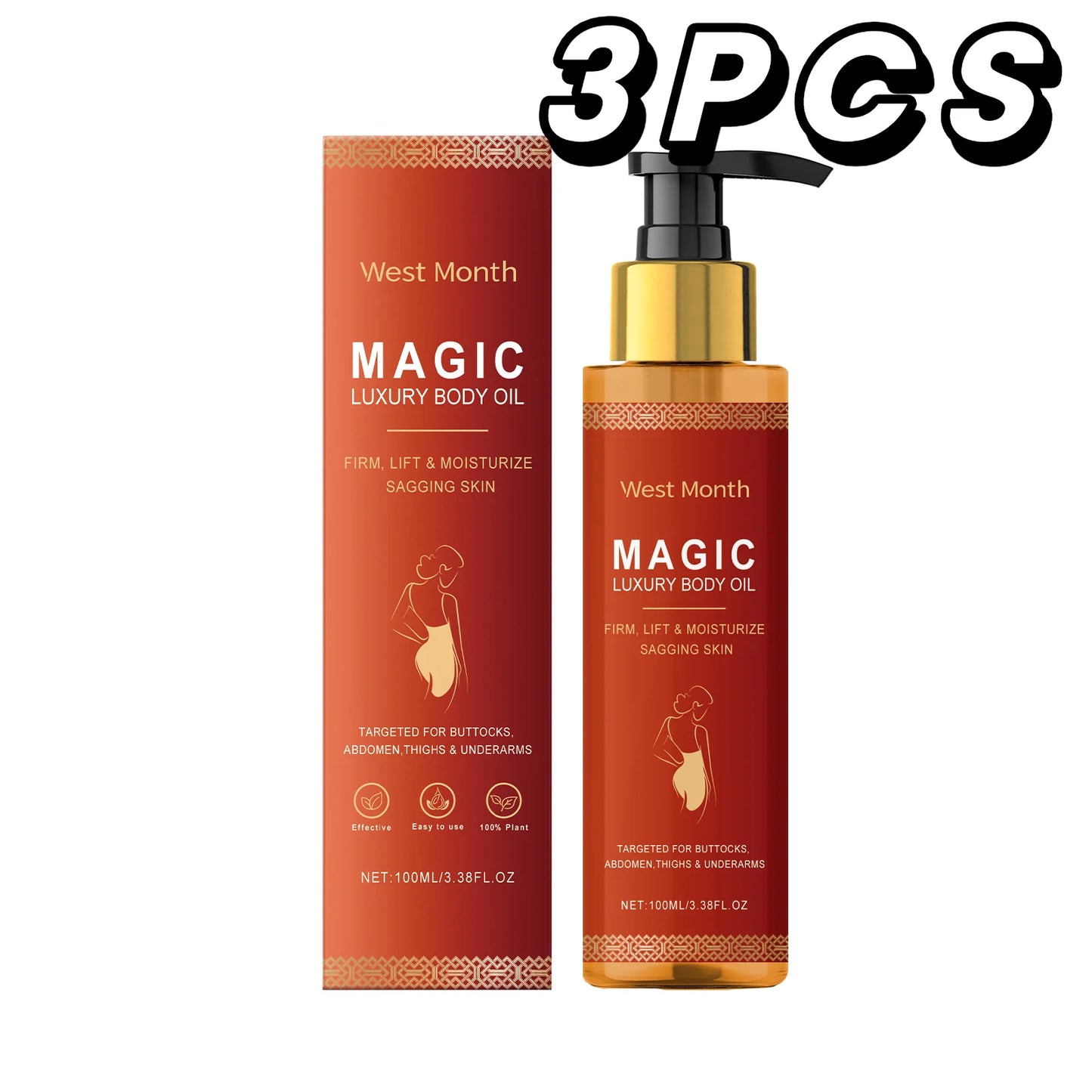 Rose Tightening Body Oil Nourishing Lifting Firming Smooth Anti Cellulite Lightening Improve Dry Brightening Skin Care MassageOi