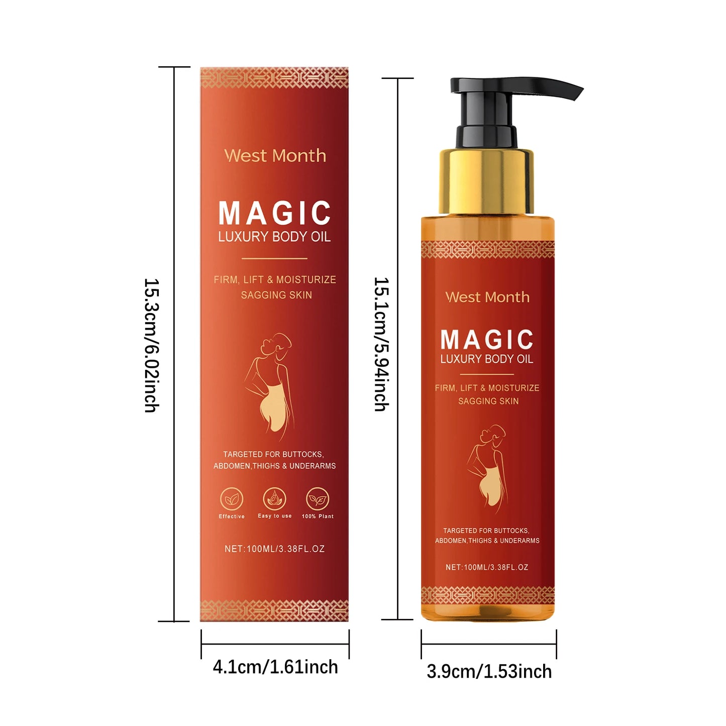 Rose Tightening Body Oil Nourishing Lifting Firming Smooth Anti Cellulite Lightening Improve Dry Brightening Skin Care MassageOi